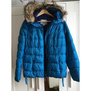 Eddie Bauer Down Hooded Puffer Jacket L (blue)